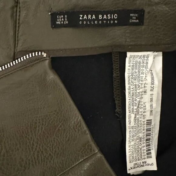 Zara Basic Olive Faux Leather Pencil Skirt - Picture 8 of 9